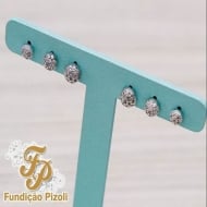 1900051100 - TRIO DE BRINCO DE BOLINHA COM PEDRAS DE ZIRCONIA<br>QTDE PCT: 2 PAR - VAL PCT: R$ 36,16 - PESO UNIT: 2,500g
