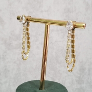 2200044100 - BRINCO GOTA CORRENTE BAGUETE CRISTAL<br>QTDE PCT: 2 PAR - VAL PCT: R$ 33,80 - PESO UNIT: 3,800g