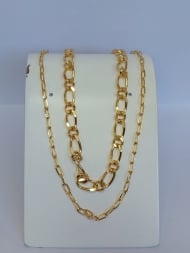 1304138600 - GARGANTILHA DUPLA C/ CORRENTES GROSSA E CARTIER LONGA<br>QTDE PCT: 1 PC - VAL PCT: R$ 9,88 - PESO UNIT: 18,180g
