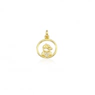 0201194100 - PINGENTE DISQUINHO MENINO COM ZIRCNIA 1,5 CM<br>QTDE PCT: 5 PC - VAL PCT: R$ 11,75 - PESO UNIT: 1,400g