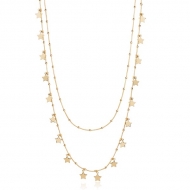 2404003700 - COLAR DUPLO COM ESTRELAS 45/60CM<br>QTDE PCT: 3 PC - VAL PCT: R$ 52,47 - PESO UNIT: 12,700g