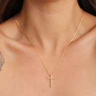 0104030500 - COLAR VENEZIANA COM CRUZ RETA<br>QTDE PCT: 3 PC - VAL PCT: R$ 19,11 - PESO UNIT: 3,820g