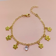 2303021500 - PULSEIRA INFANTIL FLOR, BORBOLETA E ZIRCONIA 5MM<br>QTDE PCT: 5 PC - VAL PCT: R$ 27,75 - PESO UNIT: 2,500g