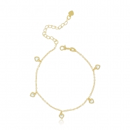 0207001700 - TORNOZELEIRA COM ZIRCONIAS DE CORAO 19CM+3CM<br>QTDE PCT: 3 PC - VAL PCT: R$ 22,44 - PESO UNIT: 1,800g