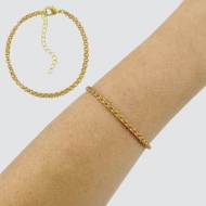 0303063900 - PULSEIRA 18CM CORRENTE CADEADO DUPLO<br>QTDE PCT: 5 PC - VAL PCT: R$ 24,75 - PESO UNIT: 3,300g