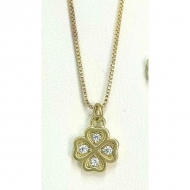 0504835500 - COLAR VENEZIANA COM PINGENTE DE TREVO 4 PEDRINHAS<br>QTDE PCT: 4 PC - VAL PCT: R$ 24,80 - PESO UNIT: 1,400g