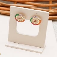 1900053200 - BRINCO DE PIZZA COM PEDRAS MULTICOR<br>QTDE PCT: 2 PAR - VAL PCT: R$ 41,00 - PESO UNIT: 3,900g