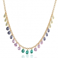2404019200 - COLAR CORRENTE ELO PORTUGUES C/GOTINHAS CORES CLARAS<br>QTDE PCT: 3 PC - VAL PCT: R$ 77,70 - PESO UNIT: 10,800g