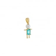 1901011200 - PINGENTE DE MENINO COM PEROLA E PEDRA NA COR AZUL CLARO<br>QTDE PCT: 5 PC - VAL PCT: R$ 27,50 - PESO UNIT: 1,200g
