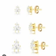 1900052500 - TRIO PONTO DE LUZ FORMATO DE TRIANGULO 6MM, 5MM, 4MM<br>QTDE PCT: 5 PAR - VAL PCT: R$ 30,40 - PESO UNIT: 1,900g