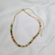 0604265100 - GARG CHOKER ZIRCONIAS RETANG. COLORIDAS IMPORT. 35CM EXT14<br>QTDE PCT: 2 PC - VAL PCT: R$ 33,60 - PESO UNIT: 10,300g