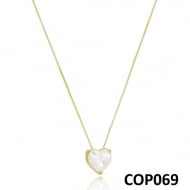 1904002600 - COLAR DE CORACAO 8X8 DE ZIRCONIA<br>QTDE PCT: 3 PC - VAL PCT: R$ 38,91 - PESO UNIT: 2,300g