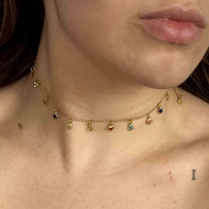 2304037400 - CHOKER CIGANINHA CORACOES PENDURADOS<br>QTDE PCT: 5 PC - VAL PCT: R$ 36,75 - PESO UNIT: 3,400g