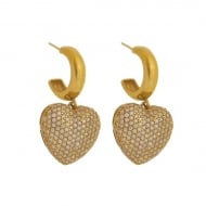 1900040700 - BRINCO GROSSO DE PINO COM PINGENTE DE CORAAO COM PEDRAS<br>QTDE PCT: 1 PAR - VAL PCT: R$ 51,87 - PESO UNIT: 10,500g