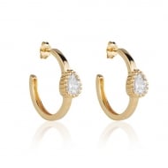 2400036500 - BRINCO ARGOLA COM ZIRCONIA GOTA<br>QTDE PCT: 3 PAR - VAL PCT: R$ 55,77 - PESO UNIT: 6,600g