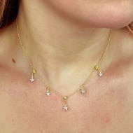 2304032900 - GARGANTILHA ZIRCONIAS ESTRELAS E DE CHAPA<br>QTDE PCT: 5 PC - VAL PCT: R$ 44,80 - PESO UNIT: 3,900g