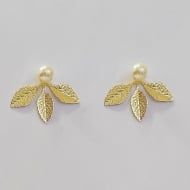 0100230500 - BRINCO TRZ FOLHAS COM PROLA 8MM<br>QTDE PCT: 3 PAR - VAL PCT: R$ 16,26 - PESO UNIT: 2,940g