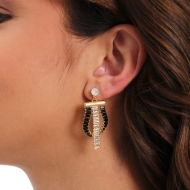 0300502000 - BRINCO ZIRCONIA PRETO E BRANCO<br>QTDE PCT: 2 PAR - VAL PCT: R$ 39,10 - PESO UNIT: 6,800g