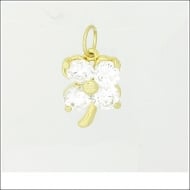 0501436000 - PINGENTE DE TREVO COM ZIRCONIA 3MM<br>QTDE PCT: 6 PC - VAL PCT: R$ 37,20 - PESO UNIT: 0,700g