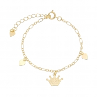 1803075500 - PULSEIRA INFANTIL COROA COM CORAAO<br>QTDE PCT: 5 PC - VAL PCT: R$ 12,00 - PESO UNIT: 1,400g