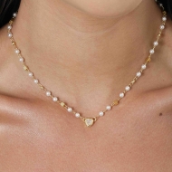 2304037900 - GARGANTILHA ZIRCONIA CORACAO, PEROLAS, QUADRADOS MACICOS<br>QTDE PCT: 5 PC - VAL PCT: R$ 40,65 - PESO UNIT: 3,900g